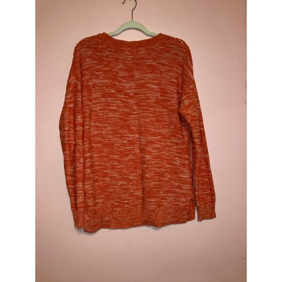 Stylus orange and white open knit crewneck sweater size medium - Picture 6 of 6